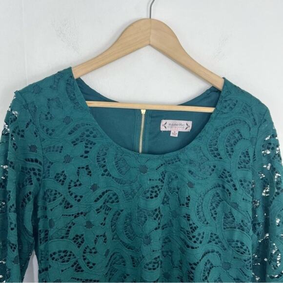 Nanette Lepore Night Garden Green Lace Top Medium - Picture 3 of 10